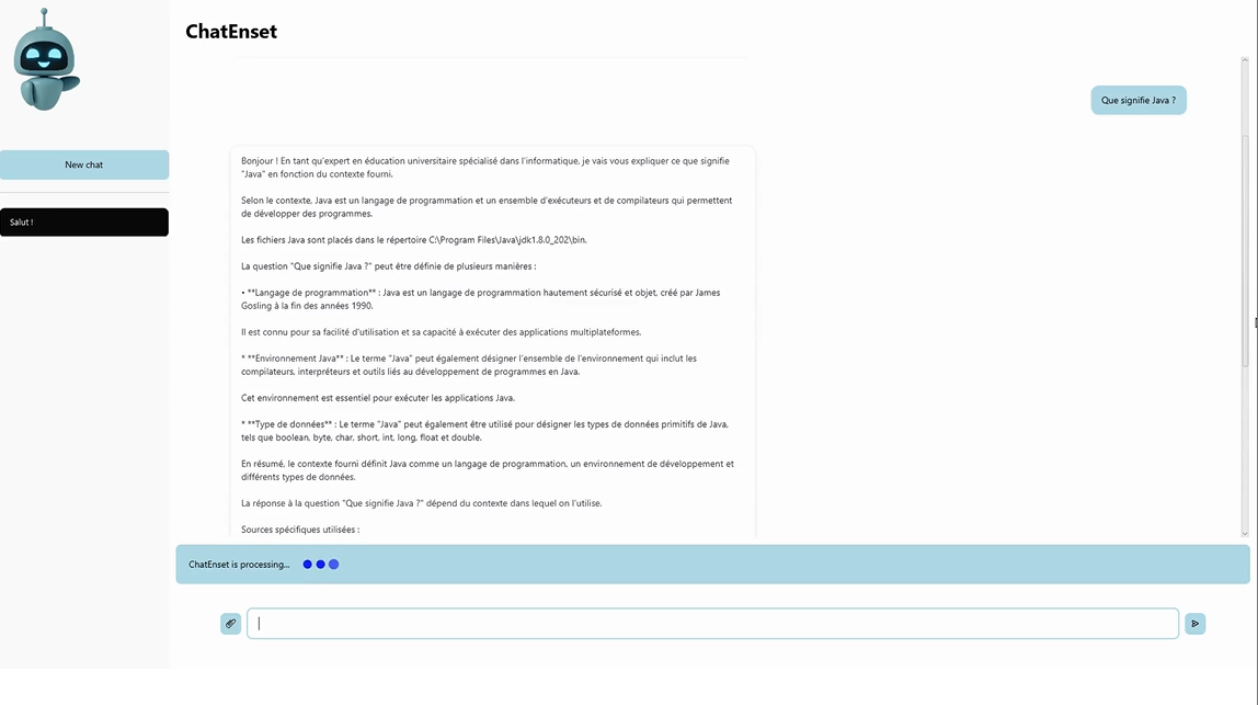 ChatEnset: AI-Powered Educational Chatbot - Chat Interface (1/5)